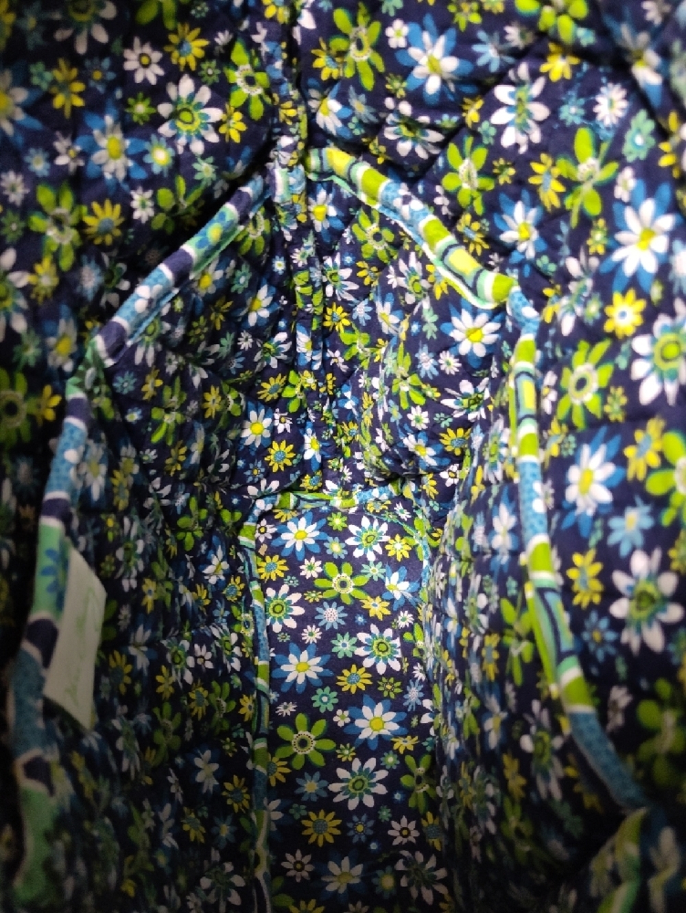 Vera Bradley Blue, Green & White Quilted Floral Geometric Tote - Picture 5 of 5
